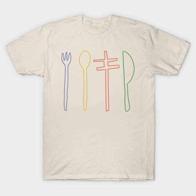 Frightened Rabbit Utensils T-Shirt by SentABearToSpace 